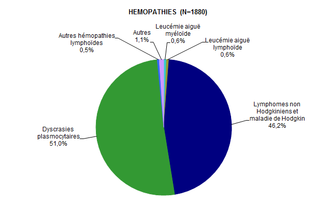 Figure CSH G3. Répartition des diagnostics chez les patients ayant eu une autogreffe de CSH en 2013 (hémopathies)