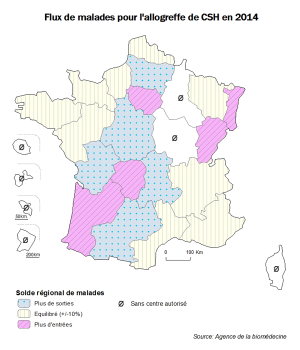 Figure CSHR6. Flux de patients pour l’allogreffe de CSH en 2014