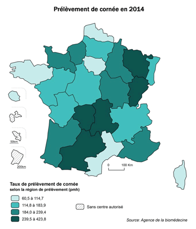 Figure CO1. Prélèvement de cornée en 2014