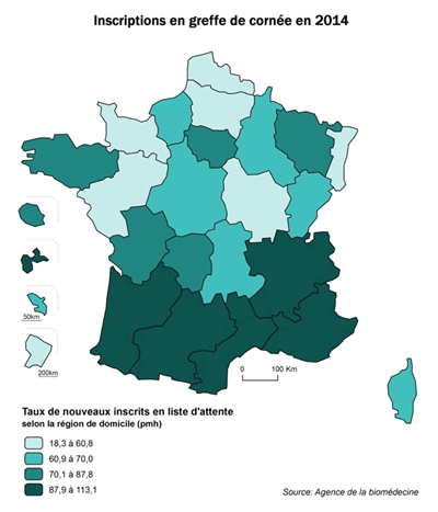 Figure CO2. Inscriptions en greffe de cornée en 2014