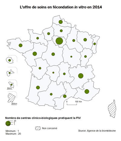 Figure AMP2. L’offre de soins en fécondation <em>in vitro</em> en 2014