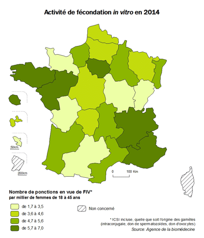 Figure AMP4. Activité de fécondation <em>in vitro</em> en 2014