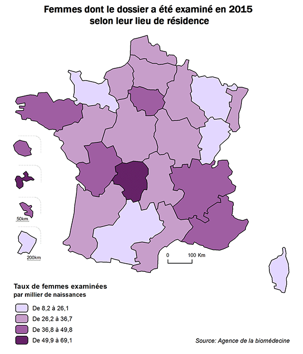 Figure CPDPN3. Région de résidence des femmes dont le dossier a  été examiné au moins une fois au cours de l’année 2015