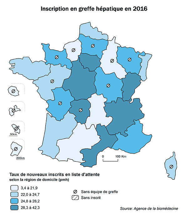 Figure AR F1. Inscrition en greffe hépatique en 2016