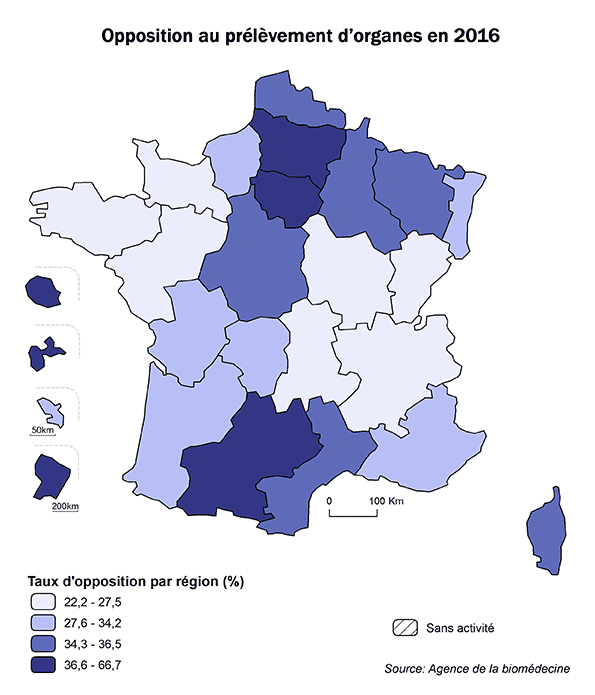 Figure AR P3. Opposition au prélèvement d'organes en 2016