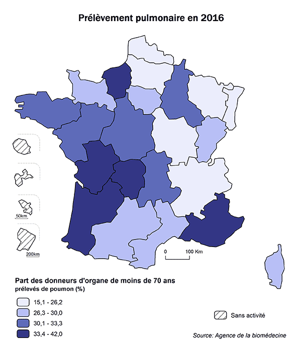 Figure AR P6. Prélèvement pulmonaire en 2016