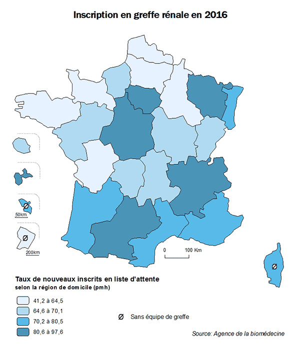 Figure AR R1. Inscrition en greffe rénale en 2016