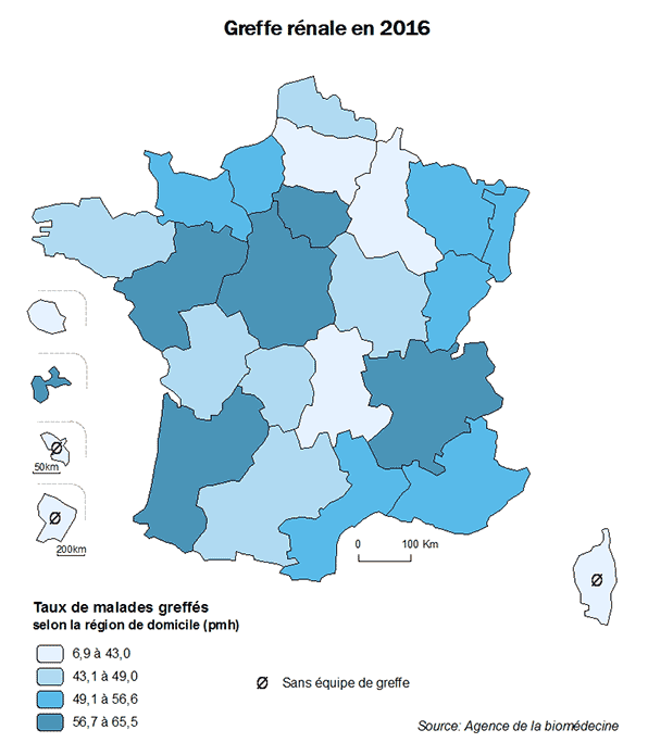 Figure AR R2. Greffe rénale en 2016