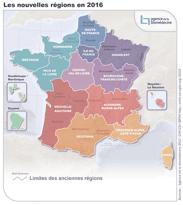 Les nouvelles régions en 2016