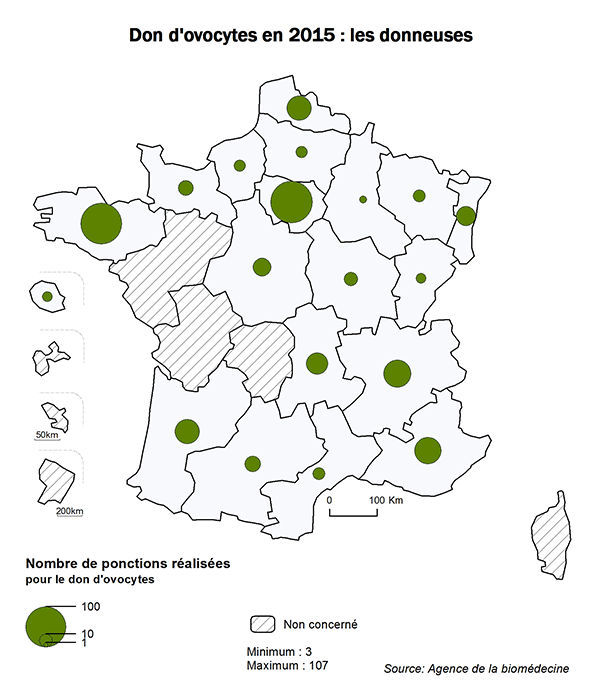 Figure AMP12. Don d'ovocytes  en 2015 : les donneuses