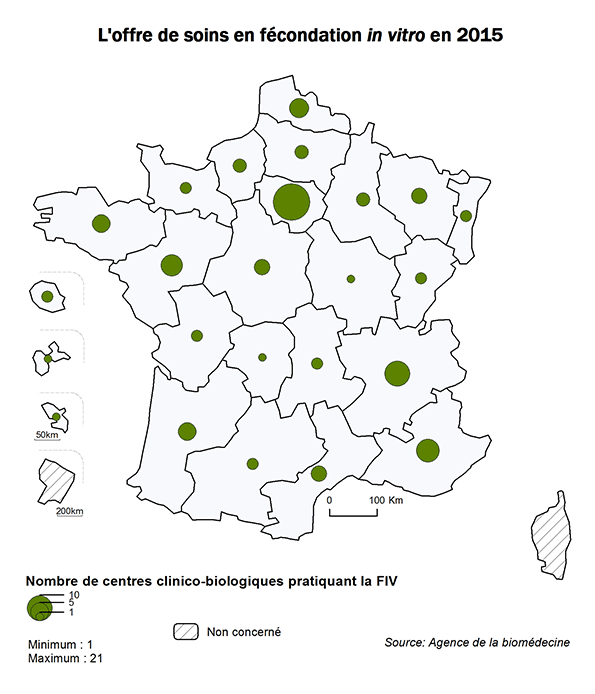 Figure AMP2. L'offre de soins en fécondation in vitro en 2015