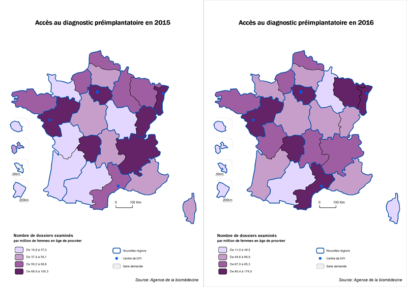 Figure DPI2 Accès au DPI selon le lieu de résidence des couples en 2015 et 2016