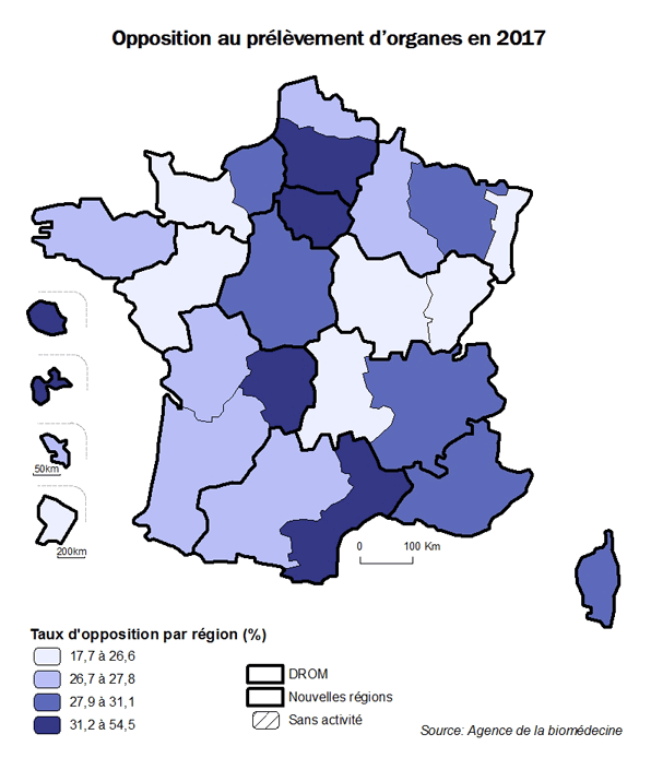 Figure AR P3. Opposition au prélèvement d'organes en 2017