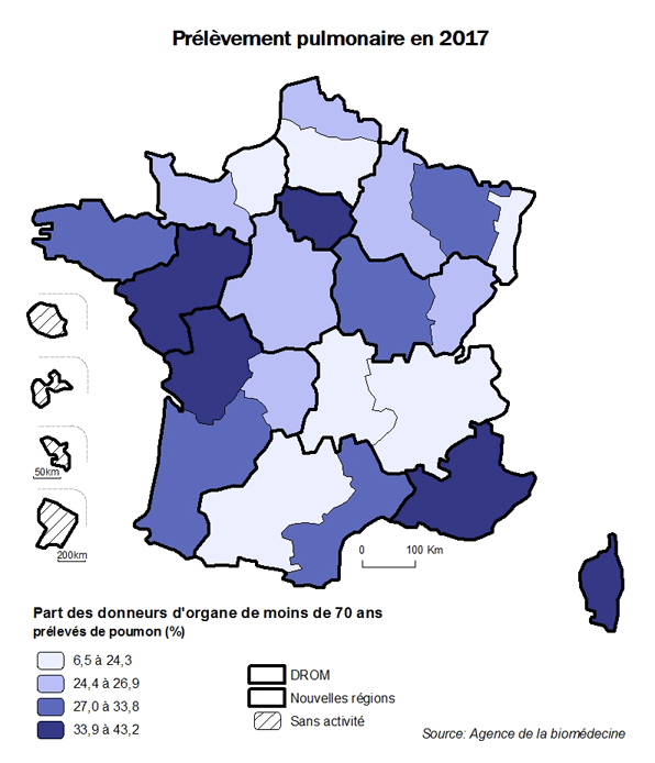 Figure AR P6. Prélèvement pulmonaire en 2017